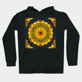 Retro Mandala Flower Orange Yellow Green and Blue Hoodie